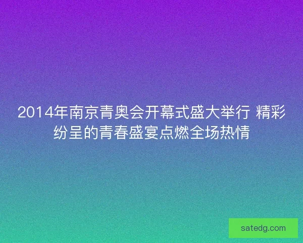 2014年南京青奥会开幕式盛大举行 精彩纷呈的青春盛宴点燃全场热情