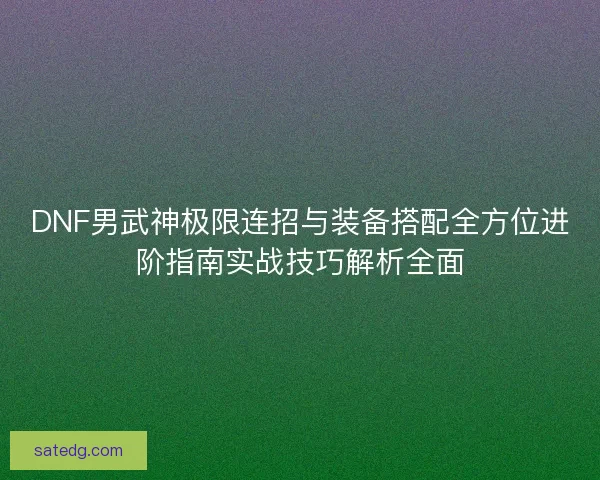 DNF男武神极限连招与装备搭配全方位进阶指南实战技巧解析全面